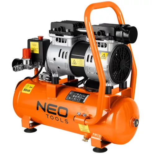 Kompresszor, 12L, olajmentes, extra csendes, kefementes motorral, 95L/perc, 8bar
