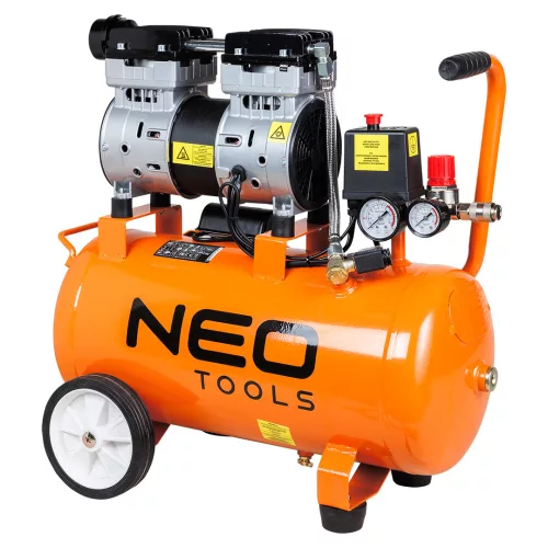 Kompresszor, 24L, 8 bar, 125l/perc, extra csendes, kefementes motorral, olajmentes, 80db