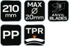 Metszőolló rávágó, max. 20mm, teflon bevonat, 210mm