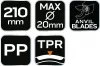 Metszőolló rávágó, max. 20mm, teflon bevonat, 210mm