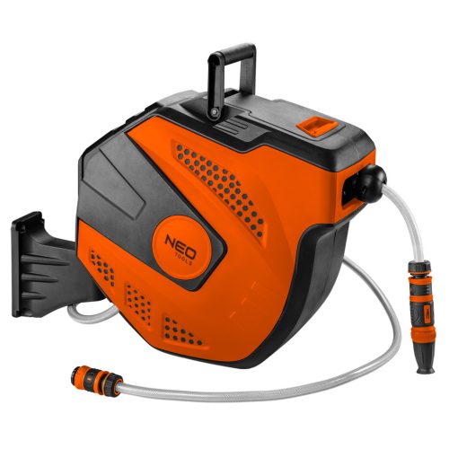 Autómata tömlődob, 20m locsolótömlő + 2m csatlakozó tömlő, 10bar, pp ház, PVC tömlő, falra szerelhető