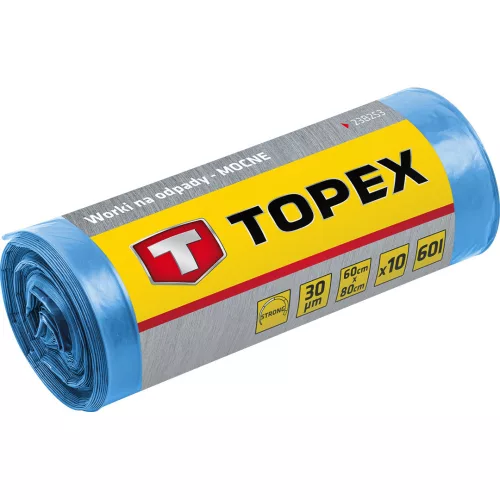Szemeteszsák 240L, 120x150cm, kék, nagyon erős, vastagság  45 mic, LDpe fólia, 10db