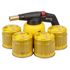   Gázforrasztó, perzselő, gázégő 4db tartállyal, 190g, szelepes tartállyal