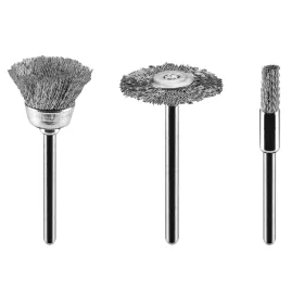   Csapos kefe készlet 3db, acélsodrony befejezőkefe, pohárkefe, kerékkefe