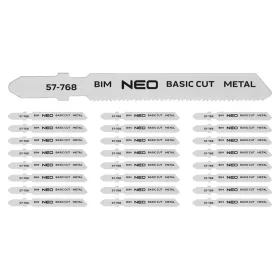   Dekopírfűrészlap, T-befogó, BIM, 21TPI, 50/75mm, fém-fa-műanyag-rétegelt lemez, 25db, NEO TOOLS