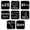 Dekopírfűrészlap, T-befogó, BIM, 21TPI, 50/75mm, fém-fa-műanyag-rétegelt lemez, 25db, NEO TOOLS