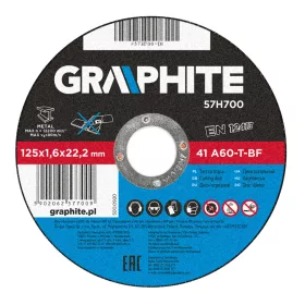   Vágókorong fémhez 125x1.6x22mm, 41A60-T-BF, min. rendelés: 5db