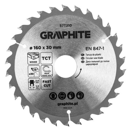 Körfűrészlap keményfém fogakkal, 160x30mm, 30fog