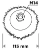 Drótkorong, tányér, hullámos, 115mm, M14