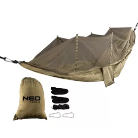   Függőágy szúnyoghálóval 330x140cm, 210T nylon, maxterhelhetőség 200kg, sötétzöld
