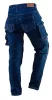 Farmer munkásnadrág, Denim, 98% pamut, térdvédő betét zsebbel, gombos oldalzsebekkel, 255 g/m2, XS