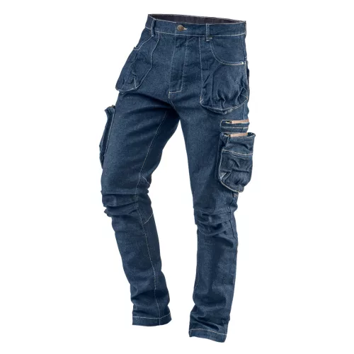Farmer munkásnadrág, Denim, cipzáros oldalzsebekkel, 98% pamut, 410 g/m2, XXXL
