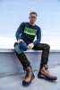 Farmer munkásnadrág, Denim, fekete, cipzáros oldalzsebekkel, 98% pamut, 410 g/m2, S