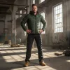 Farmer munkásnadrág, Denim, fekete, 98% pamut, térdvédő zseb, gombos oldalzsebek, 255 g/m2, L