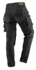 Farmer munkásnadrág, Denim, fekete, 98% pamut, térdvédő zseb, gombos oldalzsebek, 255 g/m2, M