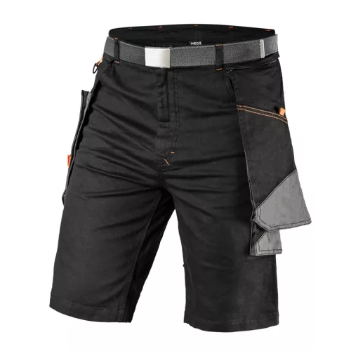 Karcsúsított(slim fit) munkás rövidnadrág, 60% pamut, 37% polyester, 3% elasztán, 285 g/m2, övvel, M