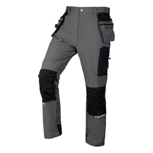 Munkásnadrág Mix&Match, 4 irányú sztreccs, 230g/m2, külső csavarzsebek, Cordura erősítés, szürke-fekete, XS
