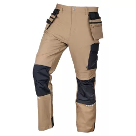   Munkásnadrág Mix&Match, 4 irányú sztreccs, 230g/m2, külső csavarzsebek, Cordura erősítés, bézs-fekete, XS