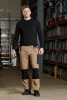 Munkásnadrág Mix&Match, 4 irányú sztreccs, 230g/m2, külső csavarzsebek, Cordura erősítés, bézs-fekete, XXXL