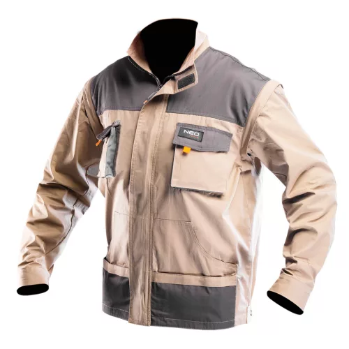 Munkavédelmi kabát 2 az 1-ben, S/48 100% pamut, 180g/m2, lezippzározható újjak, S