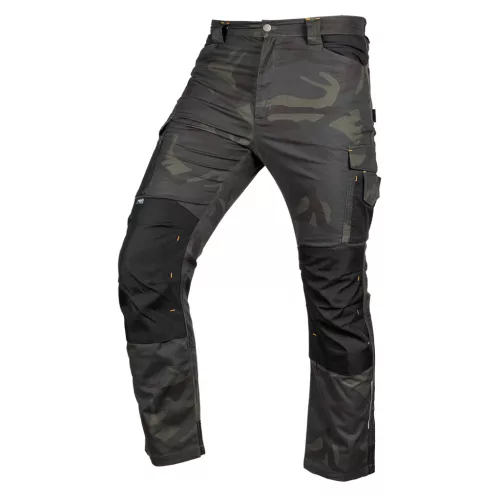 Munkásnadrág Mix&Match Canvas, 280g/m2, külső zsebek, Cordura részek, fényvisszav. betétek, zöld-terep, XS