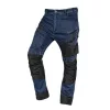 Farmer munkásnadrág, Denim, 82% pamut, Oxford szövet, térdvédő betét, cippzáras zsebek, kék-fekete, L