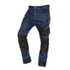 Farmer munkásnadrág, Denim, 82% pamut, Oxford szövet, térdvédő betét, cippzáras zsebek, kék-fekete, S