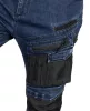 Farmer munkásnadrág, Denim, 82% pamut, Oxford szövet, térdvédő betét, cippzáras zsebek, kék-fekete, XS