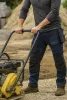 Farmer munkásnadrág, Denim, 82% pamut, Oxford szövet, Cordura betétek, cippzáras zsebek, kék-fekete, M
