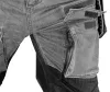 Farmer munkásnadrág, Denim, 82% pamut, Oxford szövet, Cordura betétek, cippzáras zsebek, szürke-fekete, L