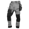 Farmer munkásnadrág, Denim, 82% pamut, Oxford szövet, Cordura betétek, cippzáras zsebek, szürke-fekete, S