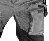 Farmer munkásnadrág, Denim, 82% pamut, Oxford szövet, Cordura betétek, cippzáras zsebek, szürke-fekete, S