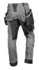 Farmer munkásnadrág, Denim, 82% pamut, Oxford szövet, Cordura betétek, cippzáras zsebek, szürke-fekete, XXL