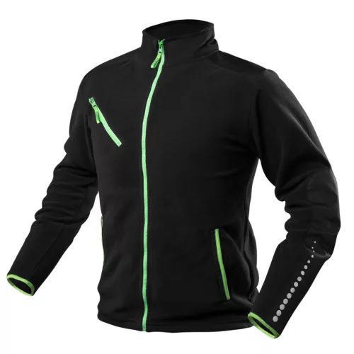 Polár munkavédelmi kabát, Premium, fekete, Cordura megerősítésekkel, 300g/m2, XXXL