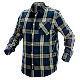 Flanel munkaing, kék-oliva-fekete, 100% pamut, M