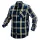 Flanel munkaing, kék-oliva-fekete, 100% pamut, M
