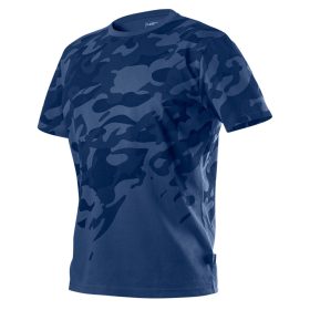   Munkavédelmi póló, CAMO Navy, tengerészkék, terepmintás, 100% pamut, XL