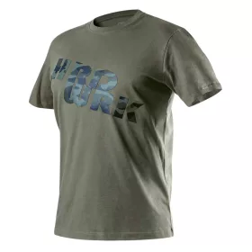   Munkavédelmi póló, CAMO, feliratos, olíva, 100% pamut, 180g/m2, XL