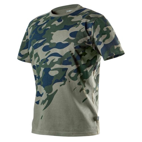 Munkavédelmi póló, CAMO, terepmintás, olíva, 100% pamut, 180g/m2, L