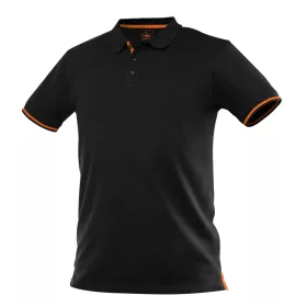   Munkavédelmi póló, fekete, galléros, Garage, pique, 100% pamut, 195g/m2, XL