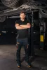 Munkavédelmi póló, fekete, galléros, Garage, pique, 100% pamut, 195g/m2, XL