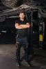 Munkavédelmi póló, fekete, galléros, Garage, pique, 100% pamut, 195g/m2, XL