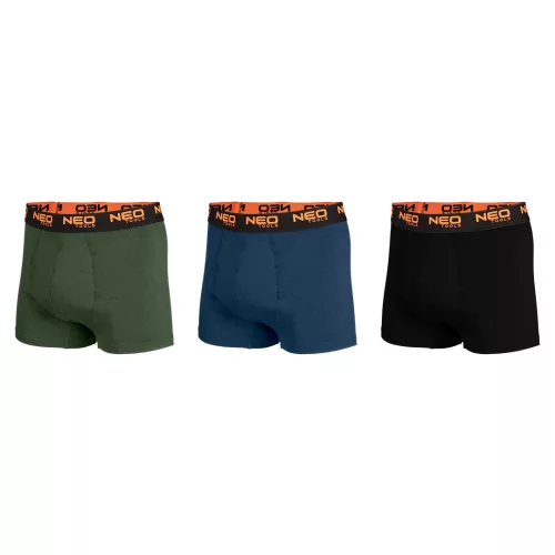 Boxeralsó, 95% pamut, 2% elasztán, olivazöld, kék, fekete, 3db, XXL
