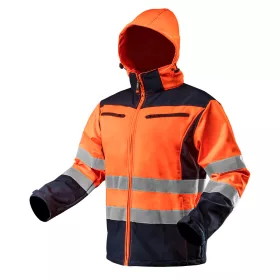   Láthatósági softshell munkavédelmi kabát, kapucnival, narancssárga, XL