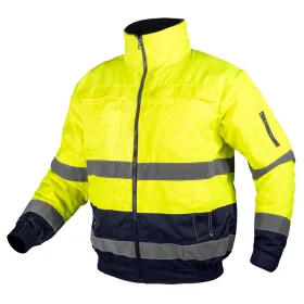   Láthatósági munkavédelmi kabát, Szigetelt, sárga, 3az1-ben, XXL
