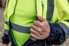 Láthatósági munkavédelmi póló, sárga, sötét alsó résszel, M