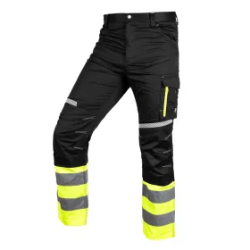   Láthatósági munkásnadrág Mix&Match, 1. oszt., 240g/m2, külső zsebek, profilozott térdbetét, fek.-sárga, M