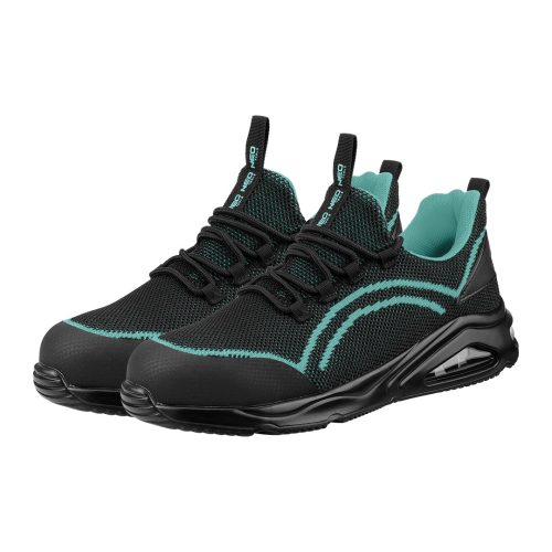 Munkavédelmi cipő, O1 SR, fekete-kék, NEO AIR, légpárnás, fémmentes, csúszásgátló, antisztatikus talp, 43