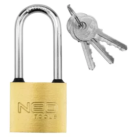   Lakat 40mm hosszúkengyeles, réz-acél, időjárásálló, 3 kulccsal, NEO TOOLS