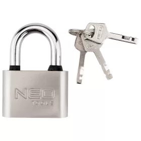   Lakat 60mm, rézöntvény-acél, időjárásálló, 3 kulccsal, NEO TOOLS